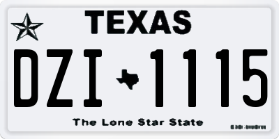 TX license plate DZI1115