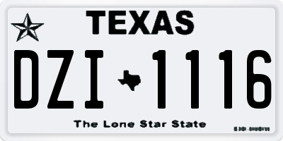 TX license plate DZI1116