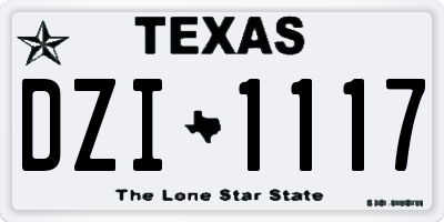 TX license plate DZI1117