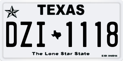 TX license plate DZI1118