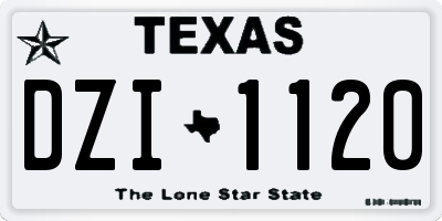 TX license plate DZI1120
