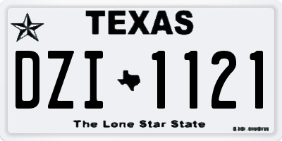TX license plate DZI1121