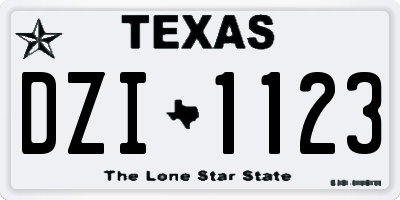 TX license plate DZI1123
