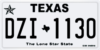 TX license plate DZI1130
