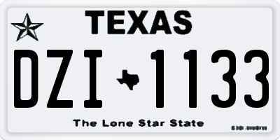 TX license plate DZI1133