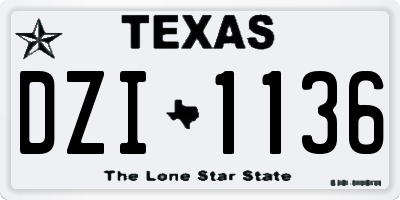 TX license plate DZI1136
