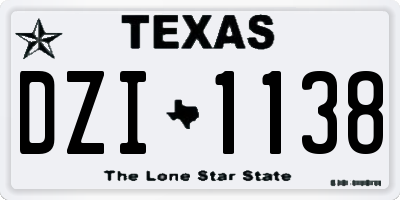 TX license plate DZI1138