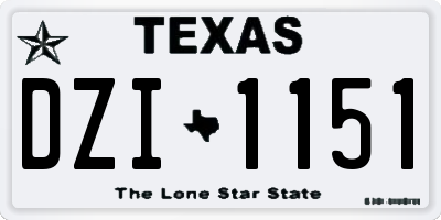 TX license plate DZI1151