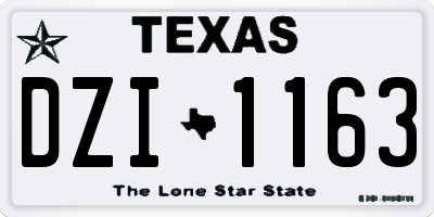 TX license plate DZI1163