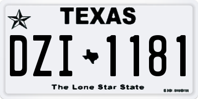 TX license plate DZI1181