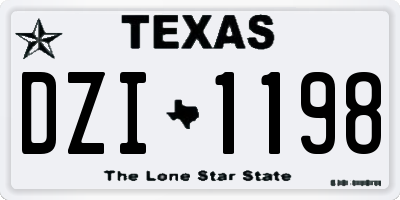 TX license plate DZI1198