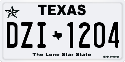 TX license plate DZI1204