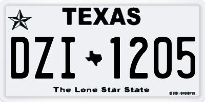 TX license plate DZI1205