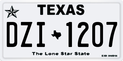 TX license plate DZI1207