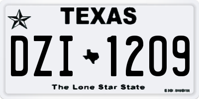 TX license plate DZI1209
