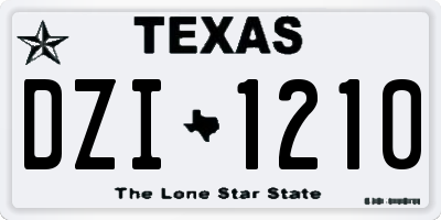 TX license plate DZI1210