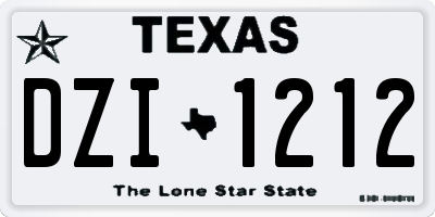 TX license plate DZI1212
