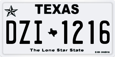 TX license plate DZI1216