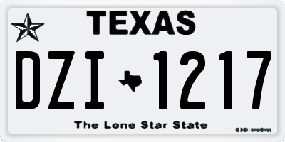 TX license plate DZI1217
