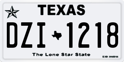 TX license plate DZI1218