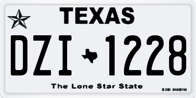 TX license plate DZI1228