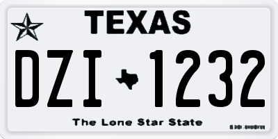 TX license plate DZI1232