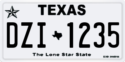 TX license plate DZI1235