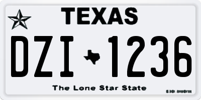 TX license plate DZI1236