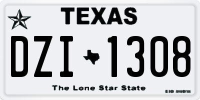 TX license plate DZI1308