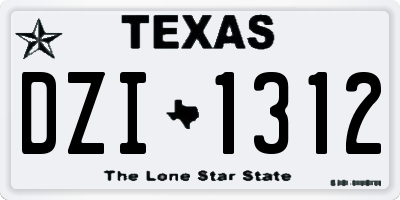 TX license plate DZI1312