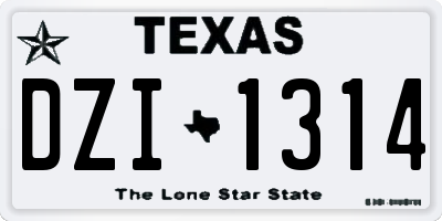 TX license plate DZI1314