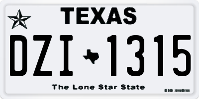 TX license plate DZI1315