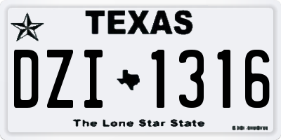 TX license plate DZI1316