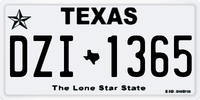 TX license plate DZI1365