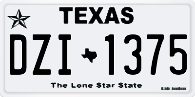 TX license plate DZI1375