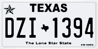 TX license plate DZI1394