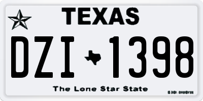 TX license plate DZI1398