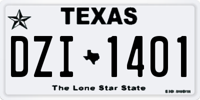 TX license plate DZI1401