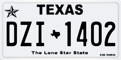 TX license plate DZI1402