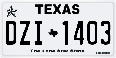 TX license plate DZI1403