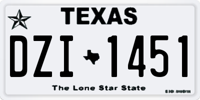 TX license plate DZI1451