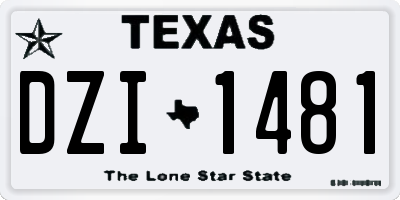 TX license plate DZI1481