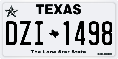 TX license plate DZI1498