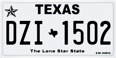 TX license plate DZI1502