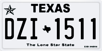 TX license plate DZI1511