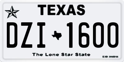 TX license plate DZI1600