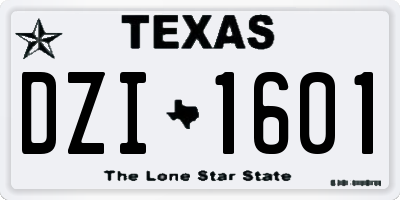 TX license plate DZI1601