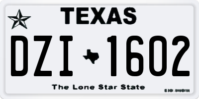 TX license plate DZI1602