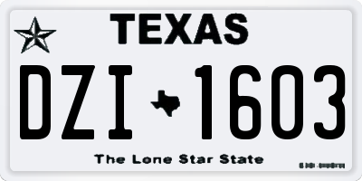 TX license plate DZI1603