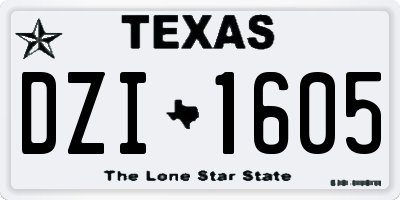 TX license plate DZI1605